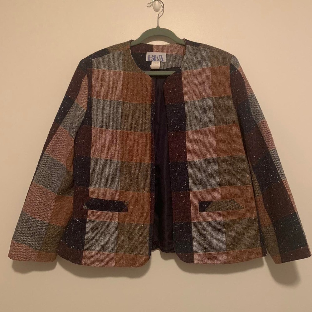 BFA Classic Vintage Fall Plaid Blazer, Size 16